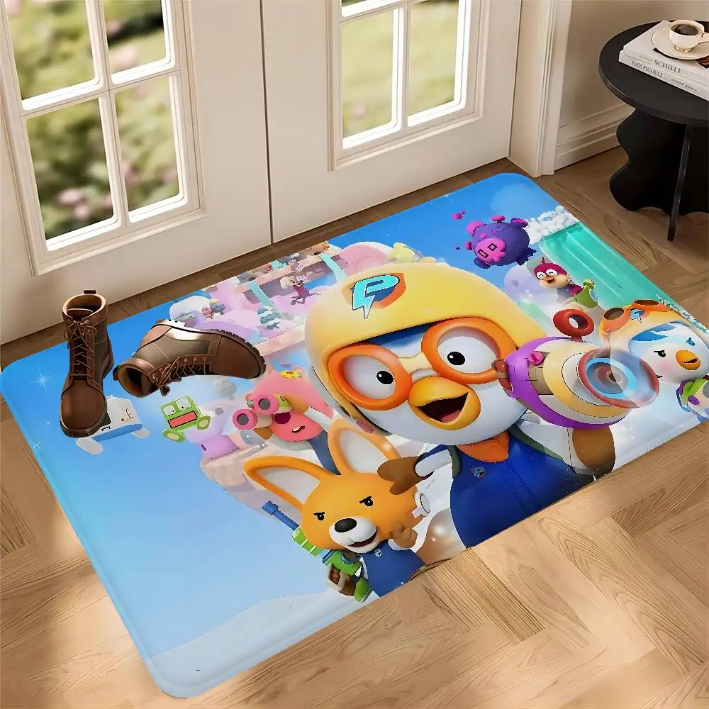 Cartoon P-Pororo Cute Floor Carpet Anti-slip Absorb Water Long Strip Cushion Bedroon Mat Welcome Rug