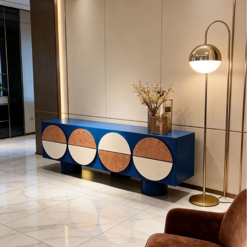 Italian light luxury eight-bucket cabinet TV cabinet Solid wood living room side cabinet Partition storage  Bedroom storage