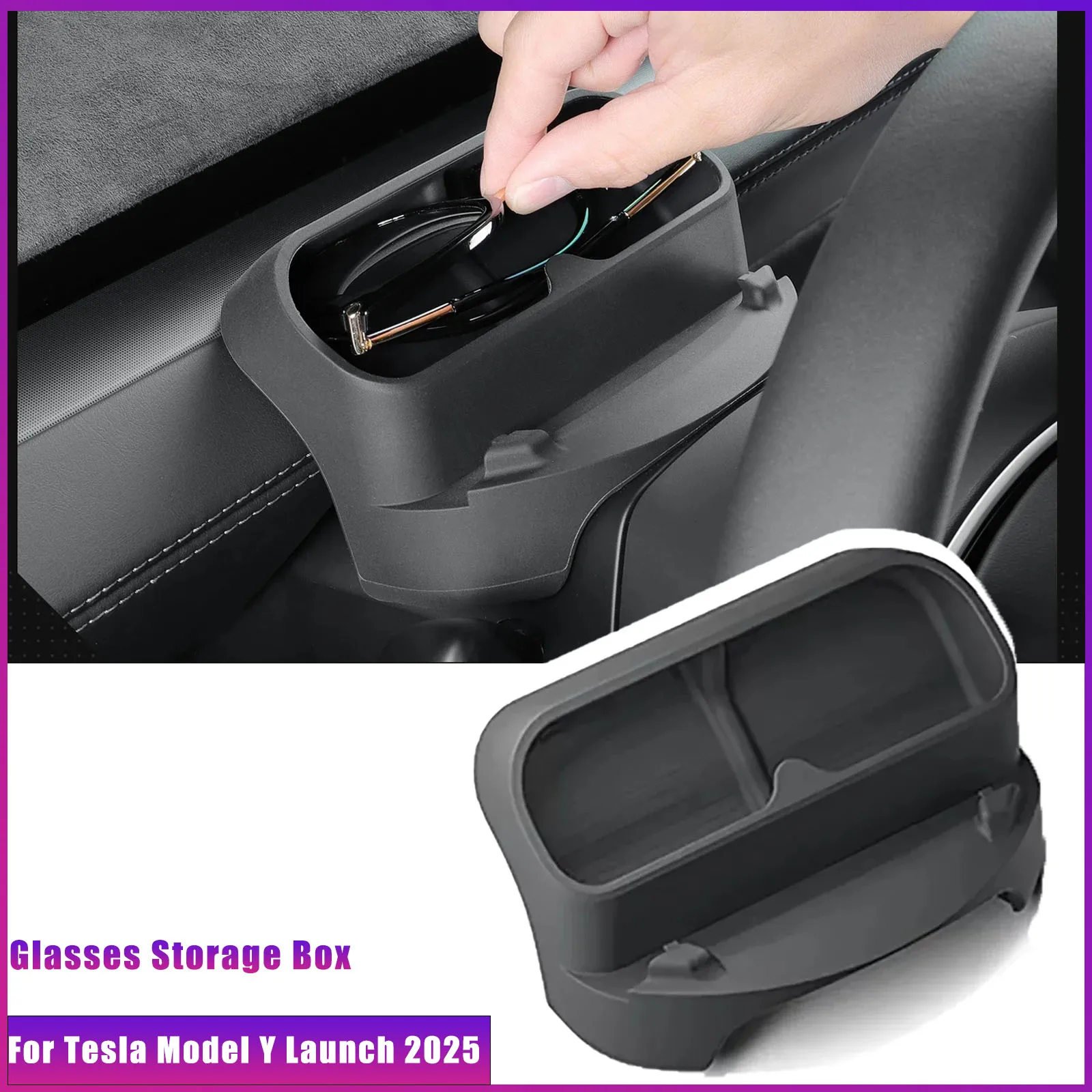 

Car Mounted Sunglasses Organizer Storage Glasses Storage Box Car Tray Interior Accessories For Tesla Model Y Launch 2025