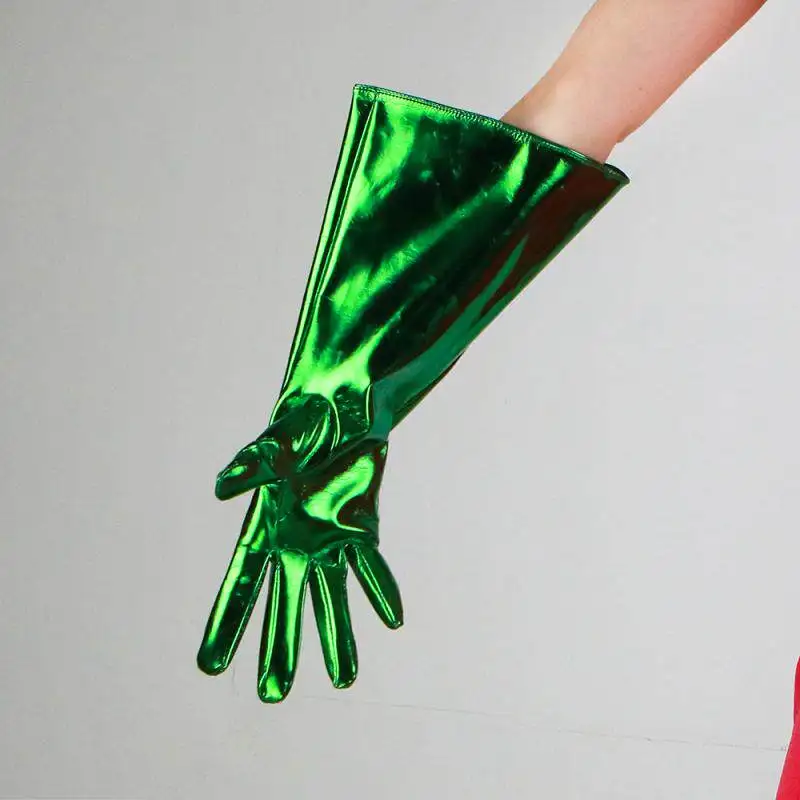 15 Zoll (38 cm) lange modische Handschuhe aus Kunstleder, PU, hellviolett, Lavendel, Flieder, Puffärmel, weit, locker, große Größe, Nachtclub, sexy – Detail 29