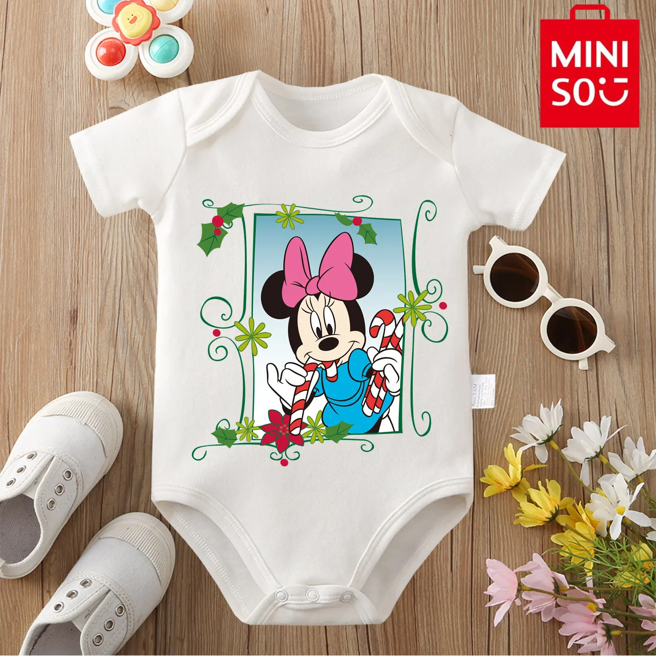 بدلة مينيسو ميكي ماوس اللطيفة من القطن الخالص ملابس أطفال ناعمة هدية للأطفال من عمر 0 إلى 12 شهرًا لحديثي الولادة