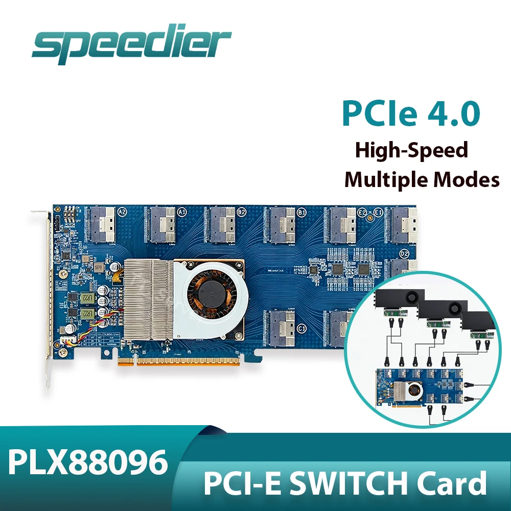 

PLX88096 Expansion SWITCH Card Riser 10 Ports To 5 PCIE 4.0 X16 /10 PCIE 4.0 X8 Via Connect U.2 Hard Drives No-Split SFF8654