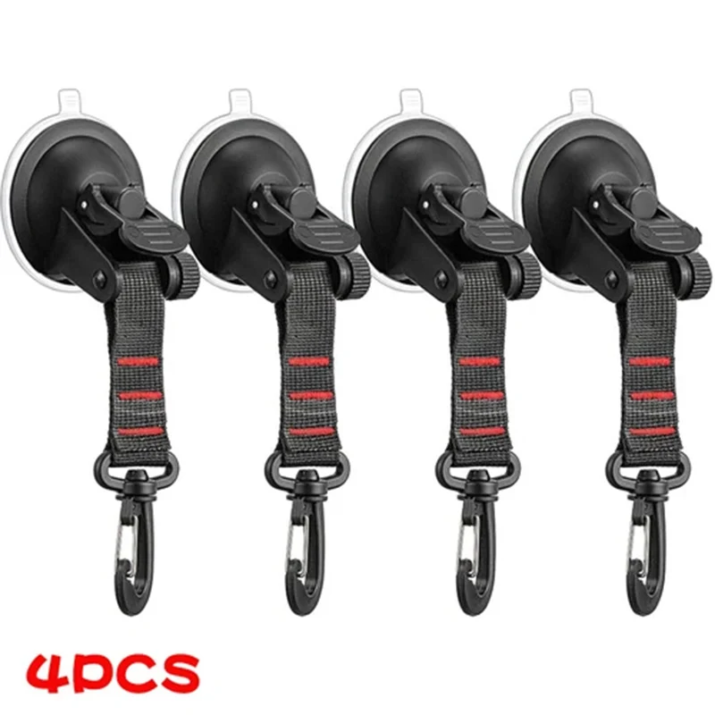 4pcs Strong Suction Cup Anchor Outdoor Tent Securing Hook Heavy Duty Tie Down Camping Canopy Awning Tarp Carabiner Outdoor Tools