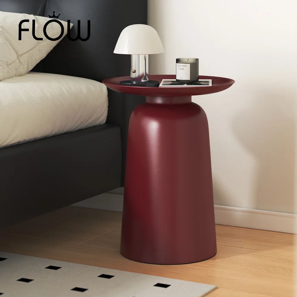 LMM minimalist side table, small apartment iron wrought round table, cream-style sofa side coffee table