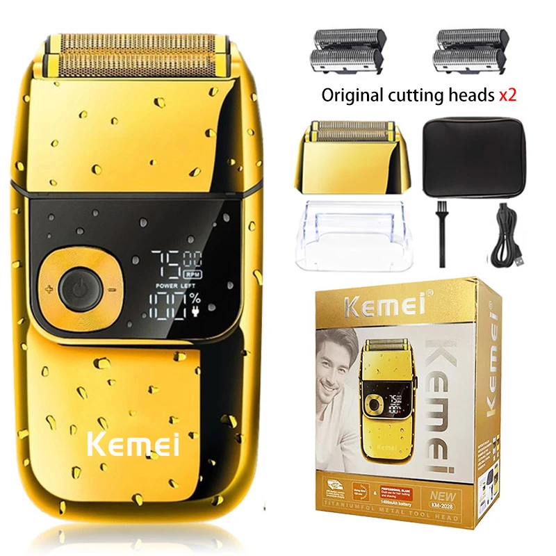 Kemei 2 en 1 rasoir électrique hommes rasoir électrique Rechargeable barbe rasoir flottant tondeuse à cheveux soins du visage barbe Machine à raser