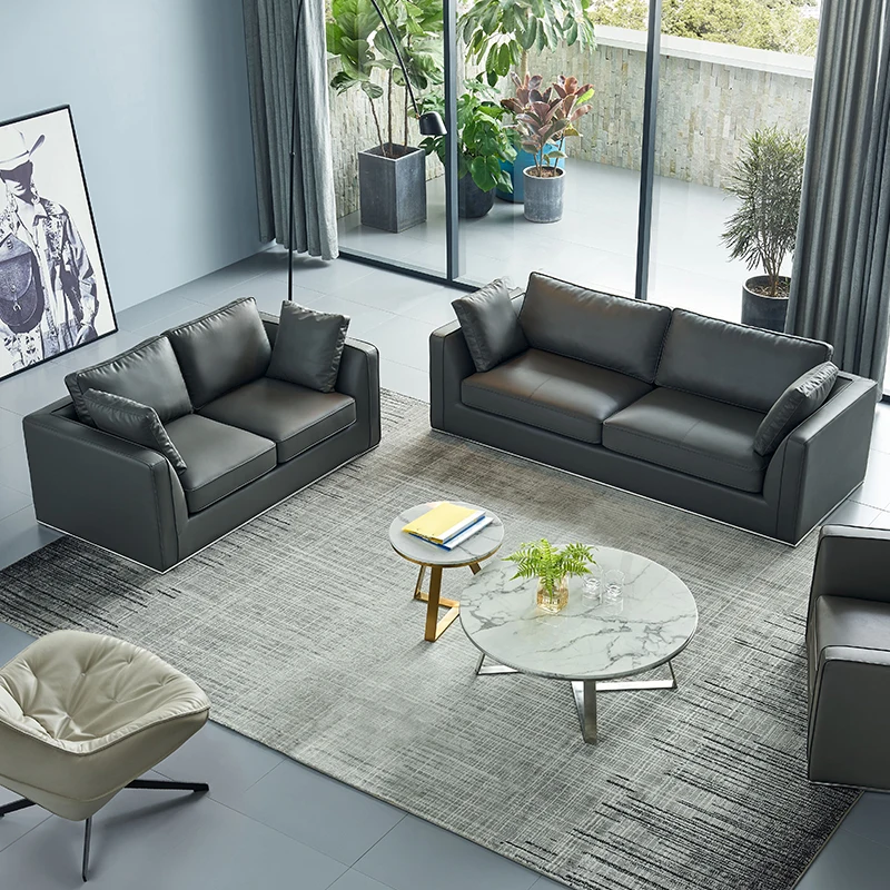 أريكة مكتب تجارية للاجتماعات والتفاوض مجموعة أثاث جلدية لمنطقة الاستقبال #3