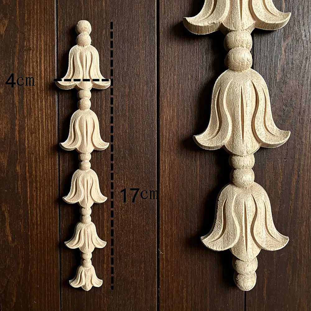 

5PCS European Decoration Retro Wood Applique Onlay Wood Decal Wooden Ornamental Decoration Retro Antique Long Cabinet Corner