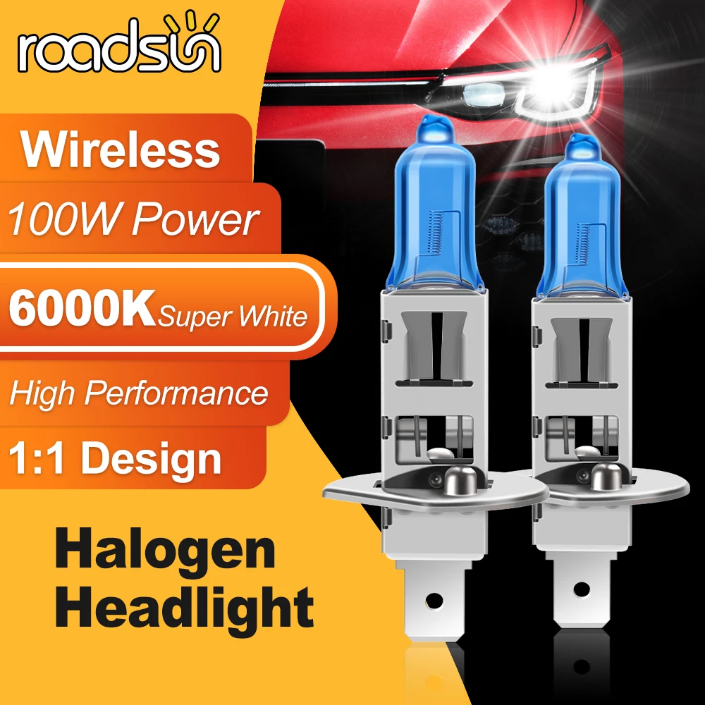 

H7 H4 H1 H9 H119005 HB3 9006 HB4 Halogen Headlight Car Light Hi Lo Beam H13 9007 5202 6000K 12V 100W Super White Car Bulbs 2Pcs