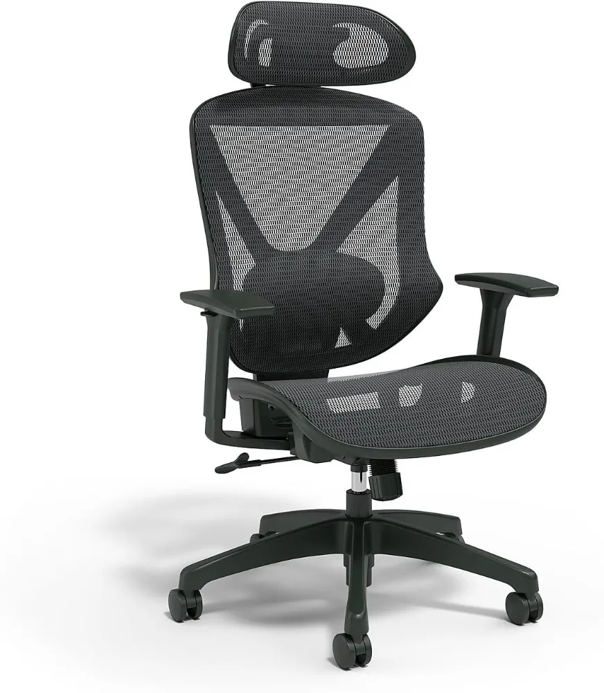 Silla de trabajo giratoria de malla ergonómica, silla ergonómica transpirable de malla, cómoda silla de oficina de material transpirable