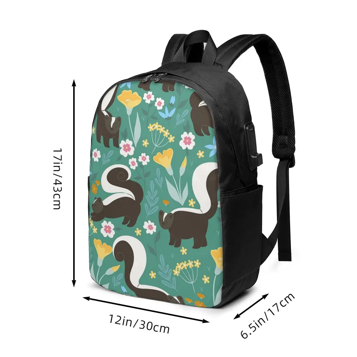 Cartoon Skunks With Fun Patterns Backpack Travel Notebook Bag Computer College Student School Bag Laptop Shoulder Bags Men Women