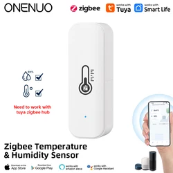 ONENUO Tuya Zigbee Smart Temperature And Humidity Sensor APP Remote Monitor For Smart Home Var SmartLife Work With Alexa Google