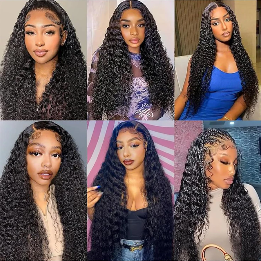 Parrucca da 30 pollici con onda profonda sciolta 13 × 4 pronta da indossare con chiusura in pizzo Parrucche per capelli umani anteriori in pizzo HD ricci d'acqua pre pizzicate