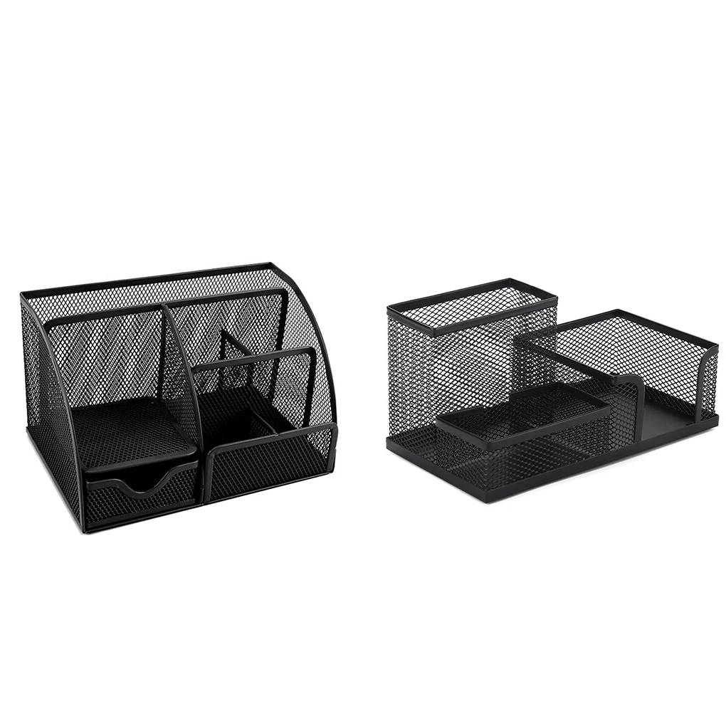 Black Organize Desk With Combination Pen Holder And Desktop Shelf Small Compartments Are Large