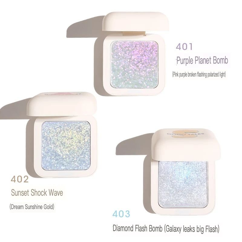 GOGO TALES Gogo Dance Little White Square Highlighter Palette Glitter Face Brightening Fairy Potato Mud Shimmer