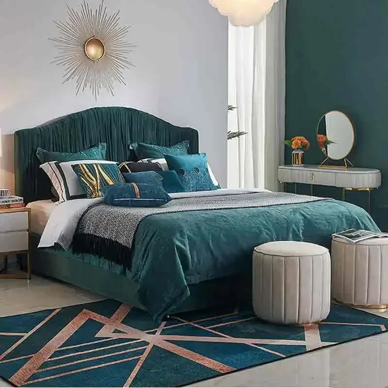 

Bedroom Furniture Frame Headboard Luxury 150 X 200 Bed Queen Design Velvet King SizeDouble Bed Wood Cama De Casal Lit Yatak