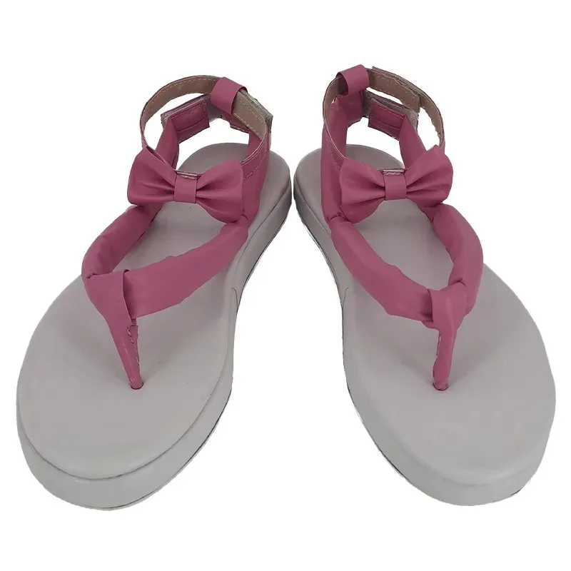 DY20Demon Slayer Kimetsu no Yaiba Kanroji Mitsuri Cosplay Costume Shoes Handmade Faux Leather Pink Sandals25