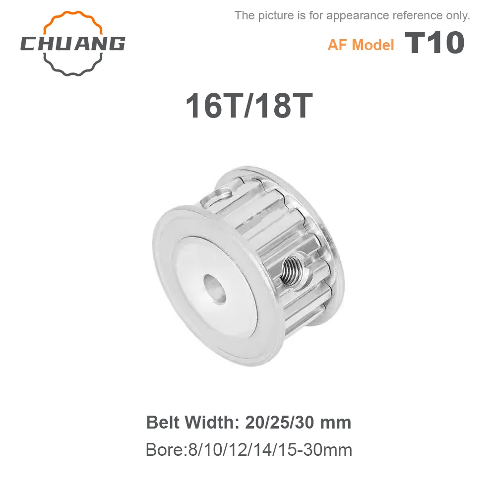 

T10 Timing Pulley 16T/18T eeth AF Type T10 Synchronous Wheel Bore 8-30mm Belt Width 20/25/30mm