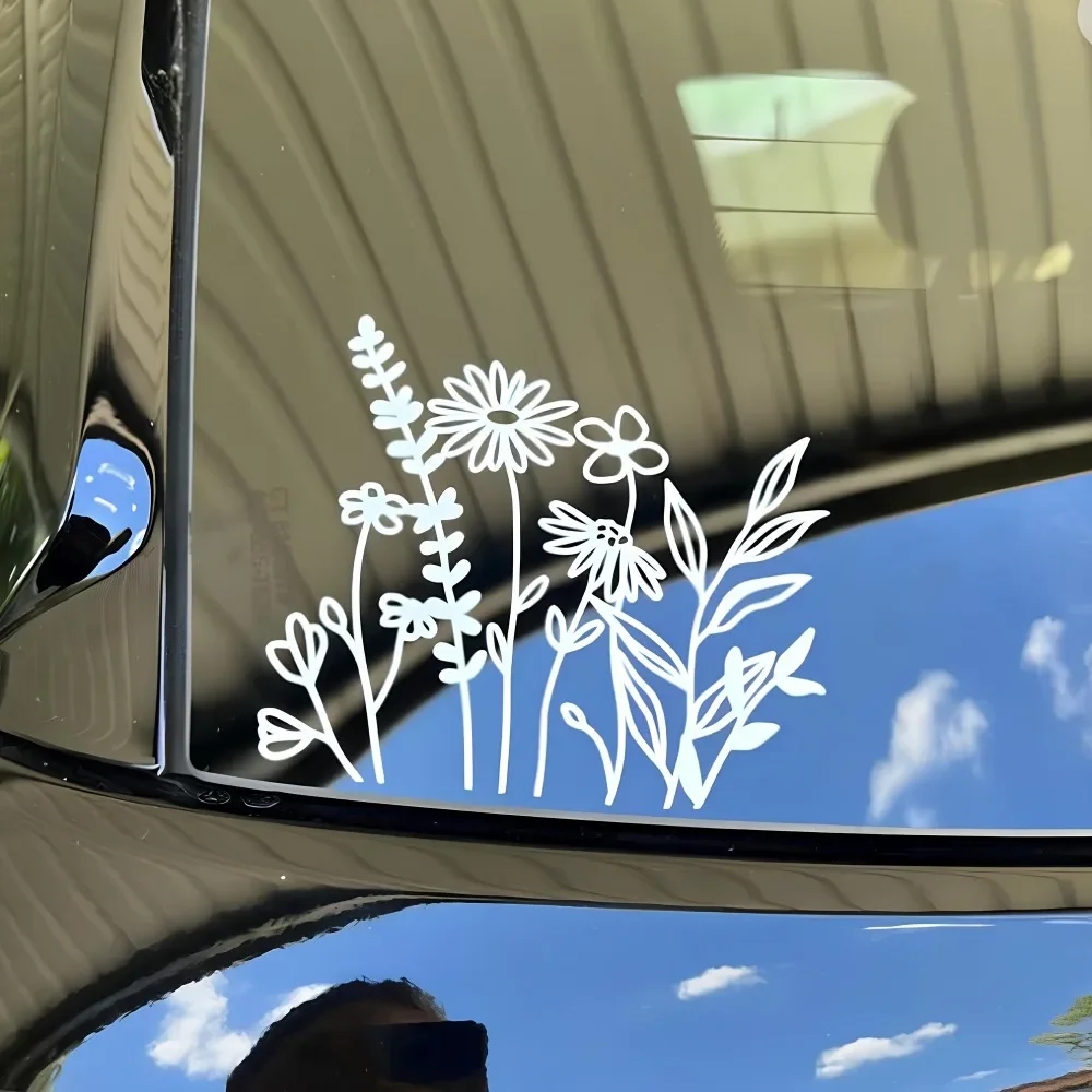 Camping Plant Wild Flowers Car Stickers Waterproof DIY Campervan Windows Durable Decor Sunscreen Auto Trunk Bumper Vinyl Decals