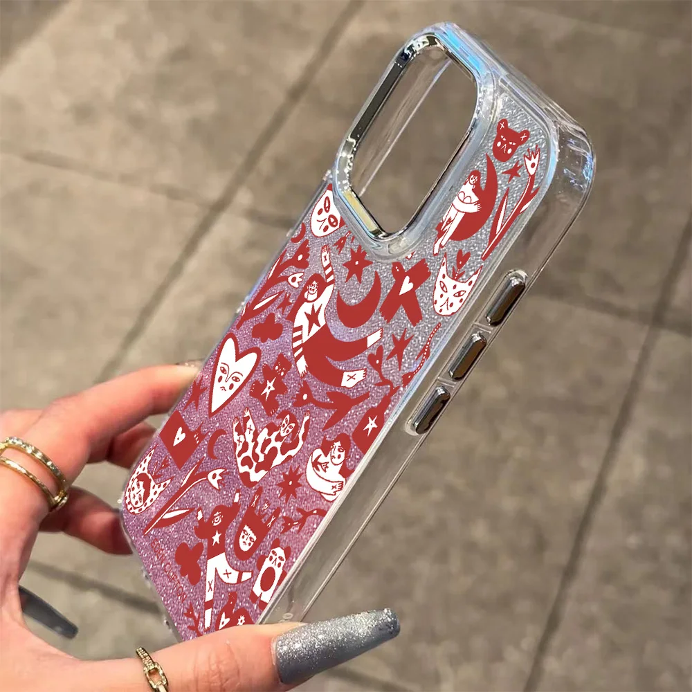 Casing Ponsel Transparan Berlapis Stiker Seni untuk OPPO Reno2 Reno4 Reno5 Reno6 Reno8 Reno11 Reno12 Reno13 Z T F Pro 4G 5G