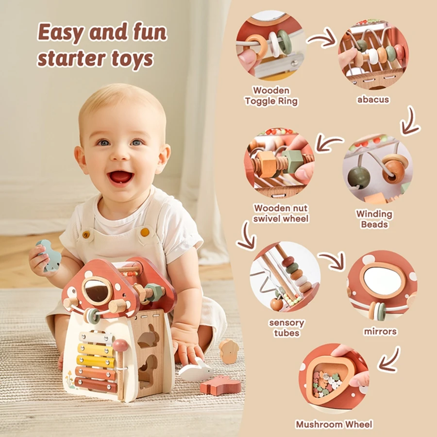 Montessorri Toys Wooden  Five-in-one Multifunctional Baby Toys Exercise Children's hand-eye Coordination Logic Imagination Space