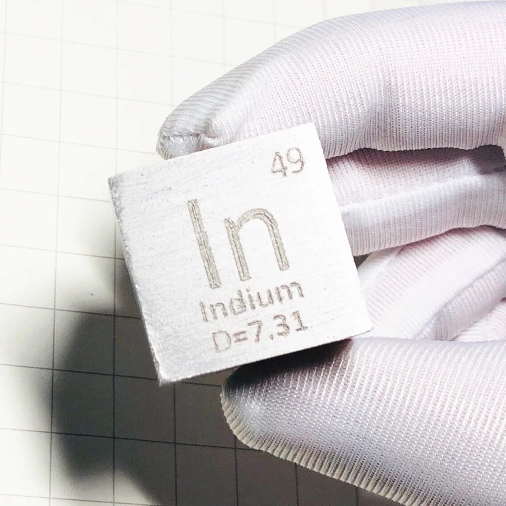 Indium Metal 1 Inch 25.4mm Density Cube 99.995% Pure for Element Collection