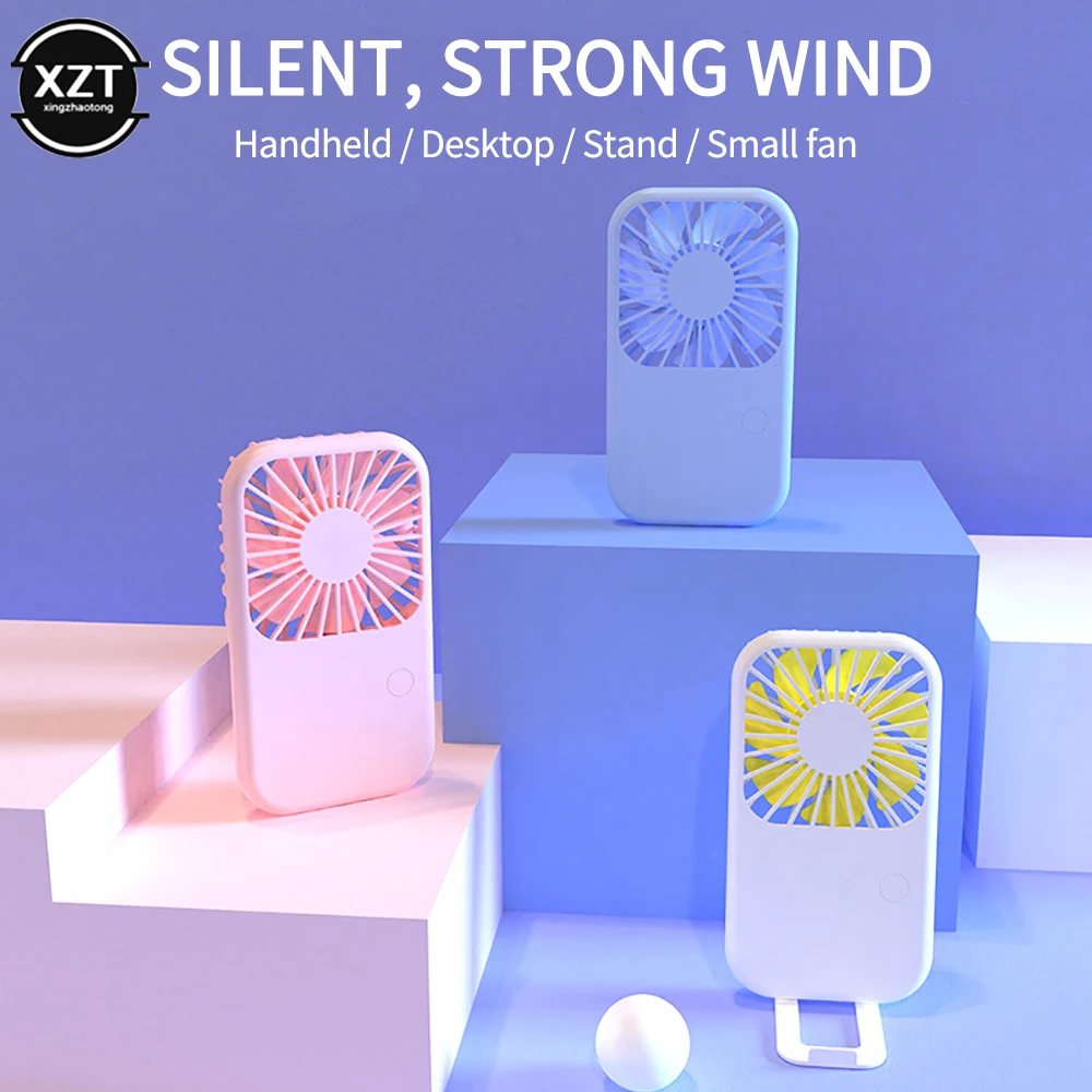 2023 New Large Wind Handheld Pocket Fan Mini Small USB Charging Fan with Stand Desktop Outdoor Cool Air Conditioner Portable Fan