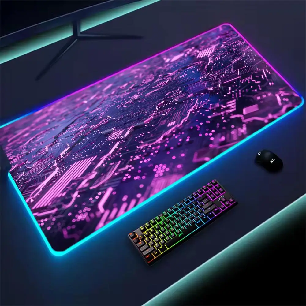

XXL RGB Gaming Mouse Pad New 3D Circuit Desk Mat HD Gamer Accessories Large LED Light Mousepads PC Computer Carpet with Backlit