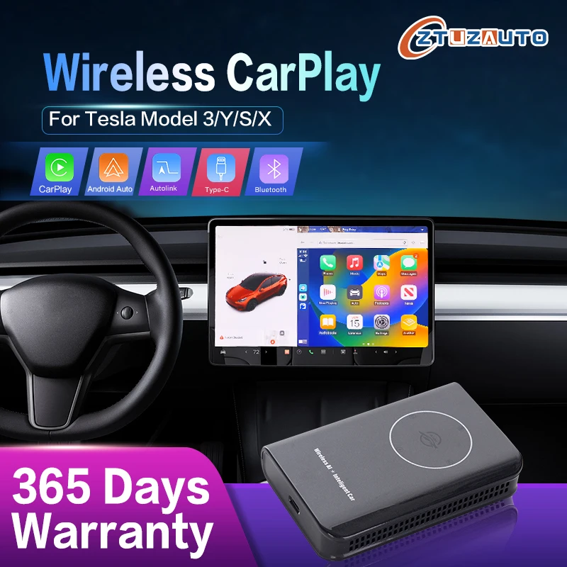 Wireless CarPlay Adapter For Tesla Model 3 Model S X Model Y Apple Car Play Wireless for iPhone/Android Waze  Auto Connect