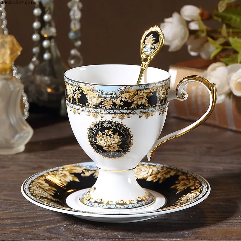 Nordic Palace Style Bone China Coffee Cup and Saucer Set Retro Phnom Penh Home Afternoon Tea Set Milk Jug Sugar Bowl Ceramic Cup