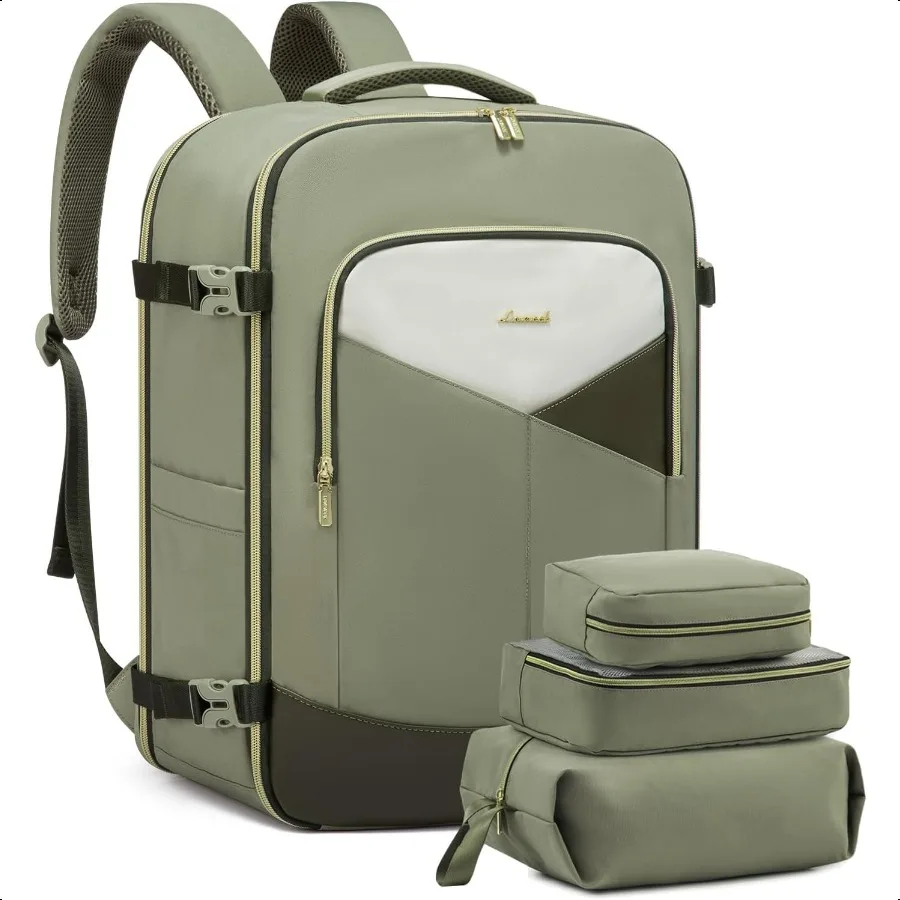 

Large Travel Backpack for WomenTSA Carry on Backpack for Airplanes with 3 Packing Cubes Personal Item Travel Bag Fit 17 Laptop