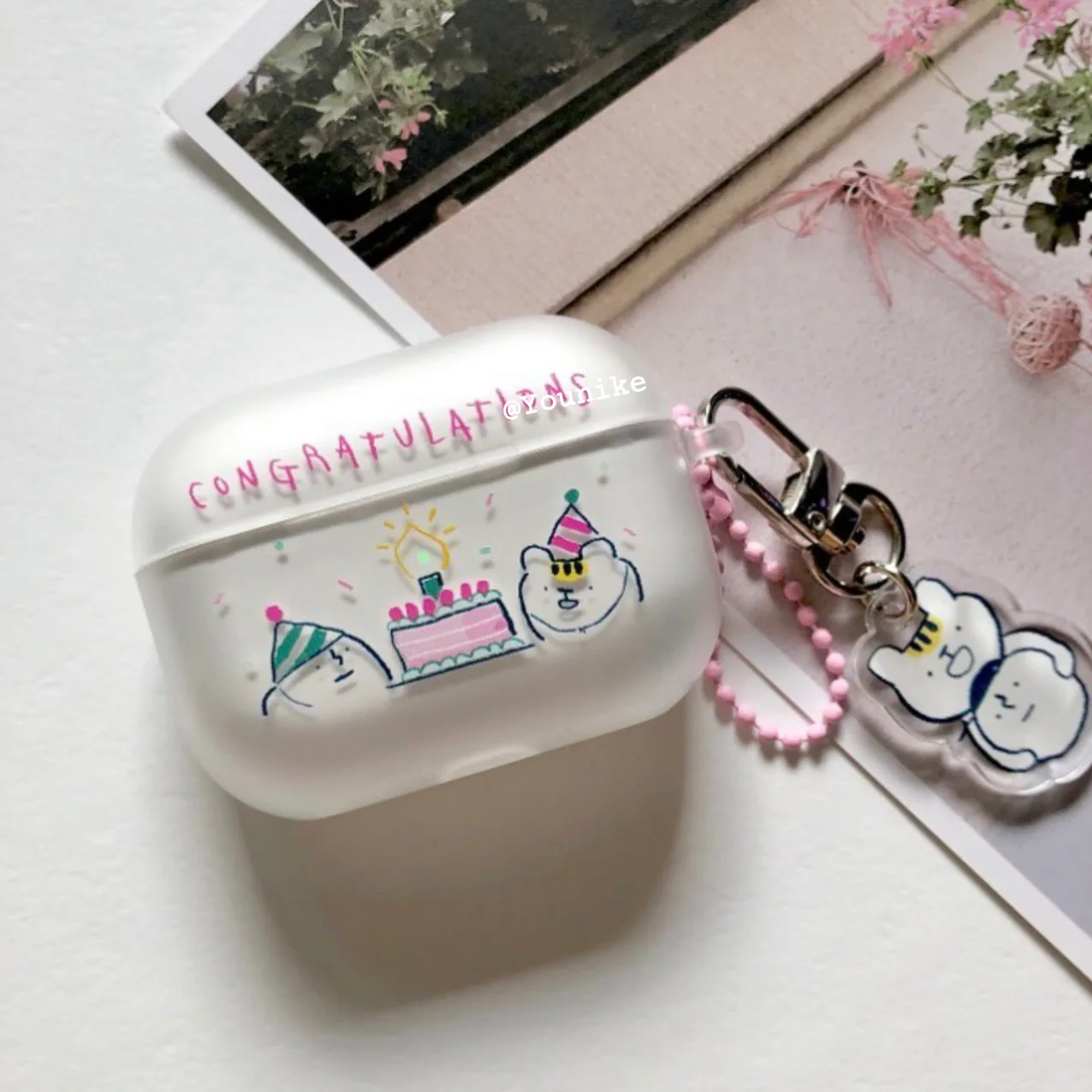 Coreano Ins cumpleaños oso luz Airpods1/2 Protector inalámbrico Bluetooth Airpods Pro1/2 funda protectora para auriculares AirPods 3