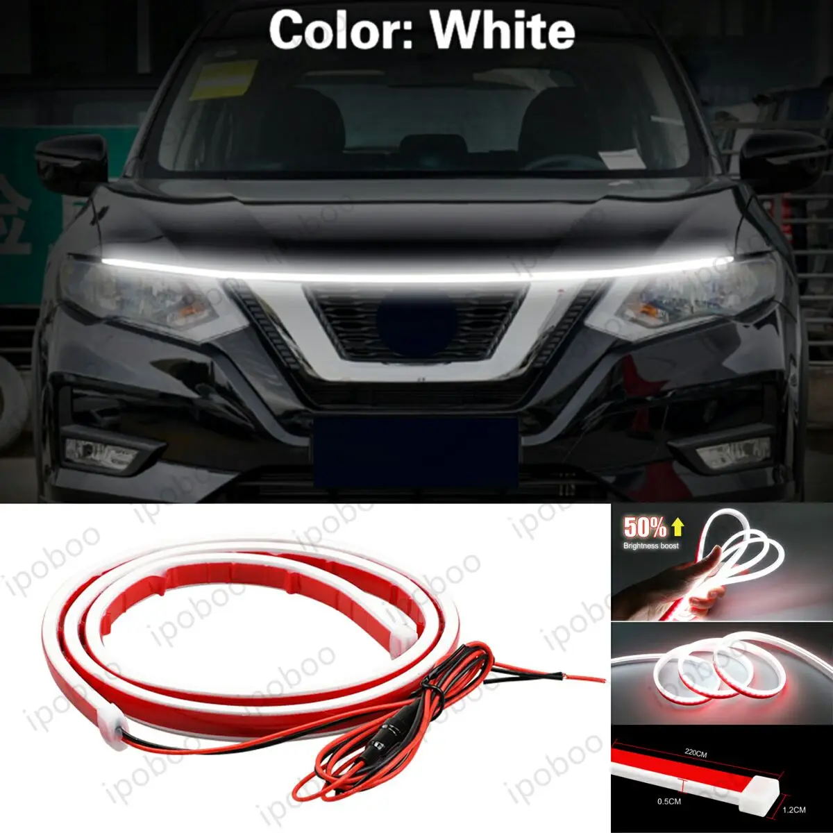 

86 "светодиодная полоса капота для Nissan X-Trail 2013-2022, гибкий динамический сканер, комплект капота, декоративный светильник крышки двигателя