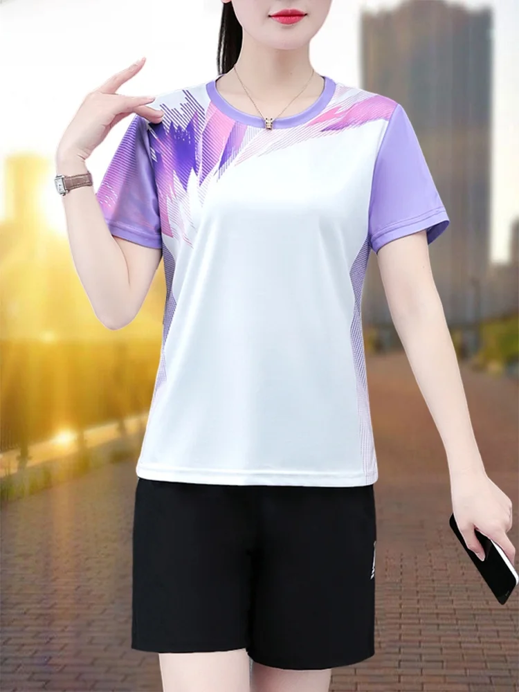 

TUCANO Ladies Summer New Badminton Sportswear Qui Dry Ice Silk ort Sve Two Piece Set Sweat Absorbent Breathable