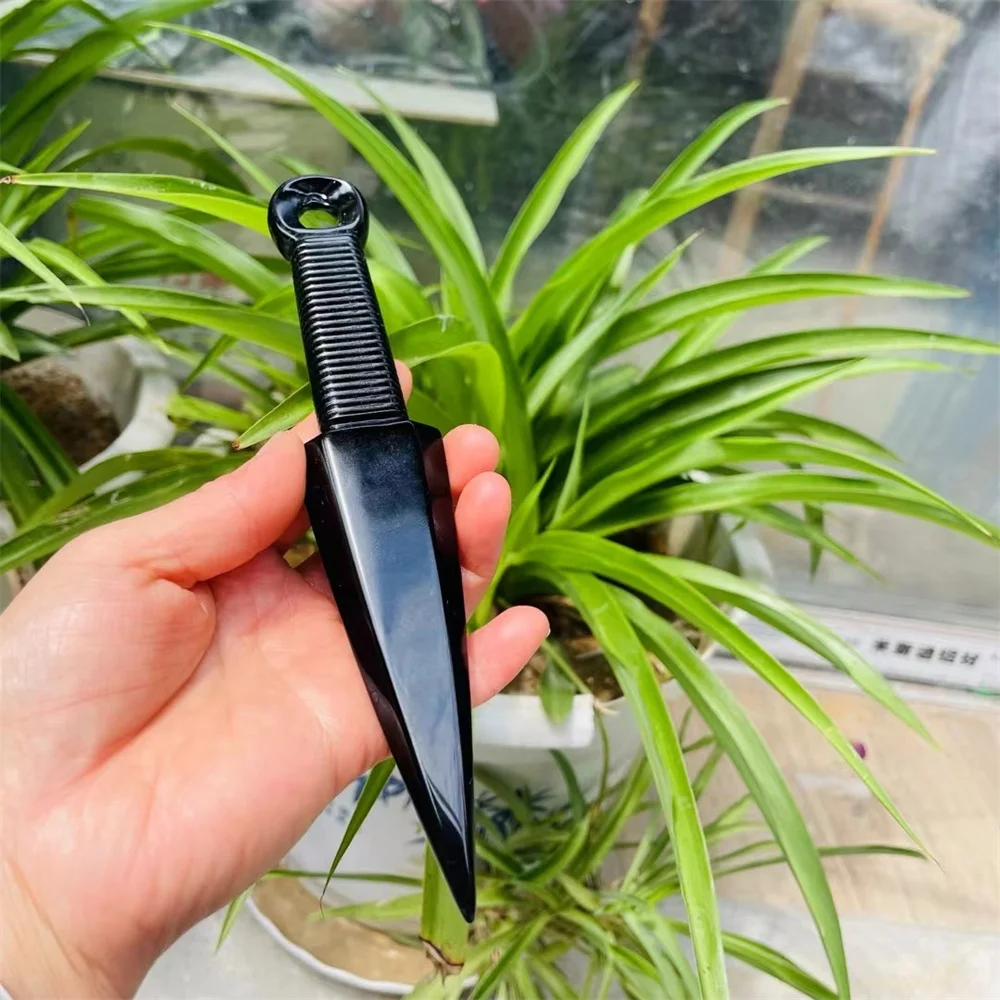 20cm Natural Obsidian Dagger Healing Crystal Protection Stone Handmade Knife Men Gifts Magic Talisman Sword Witch Supplies