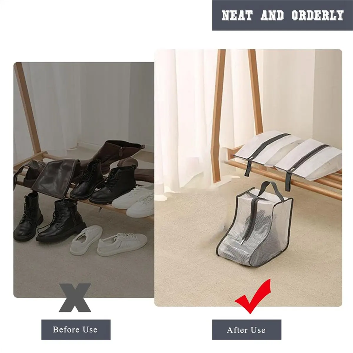 AT33 Shoe Bags for Packing Shoes, Stackable Storage, Dustproof and Waterproof Short Boots Storage Shoe Bags