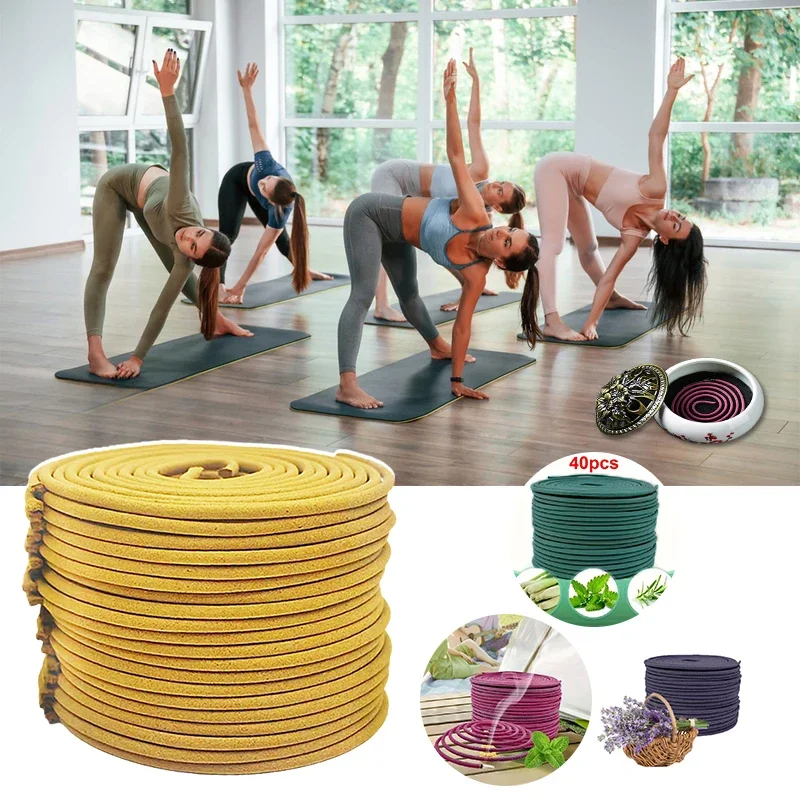 40PCS Colored Coil Incense Lavender Aromatherapy Fragrance for Yoga Meditation Jasmine Lavender Rose Essential Oil Coils