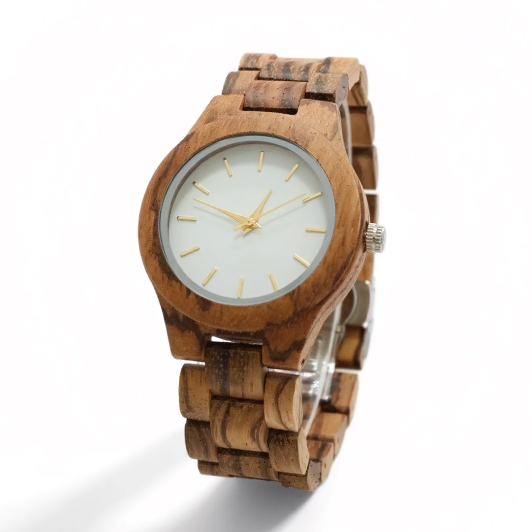Fashion Wood Wrist Watches For Women Gold Watch Luxury Casual Simulated Diamond Dial Anniversary Personalized Gifts for Ladies