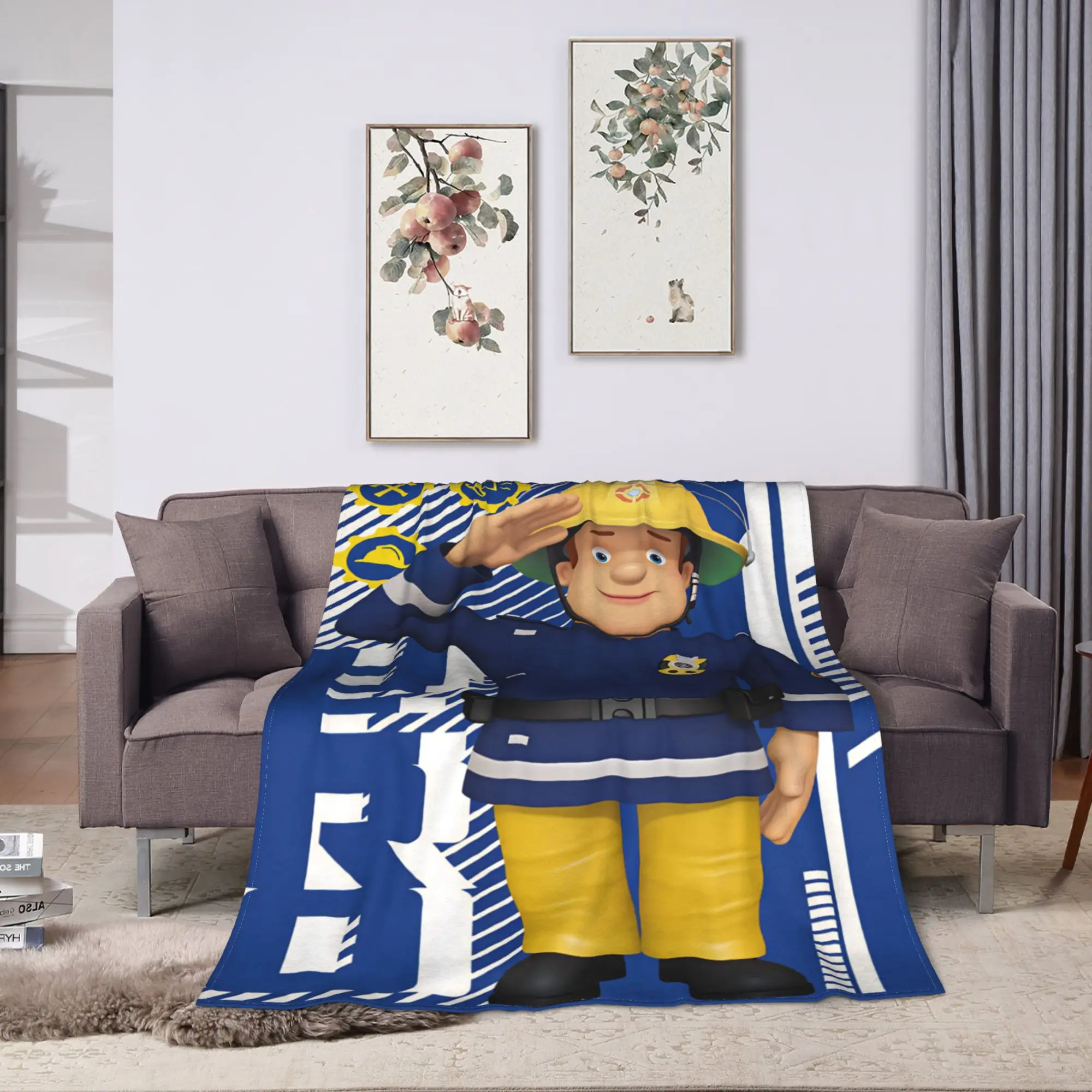 Fireman Sam Blankets Quality Soft Warm Firefighter Printed Throw Blanket Winter Airplane Travel Bedroom Street Trend Bedspread