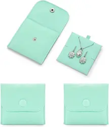 Microfiber Jewelry Pouch with Insert Pad Luxury Jewelry Package Gift Bag with Snap Closure for Necklace Rings Earrings Sets