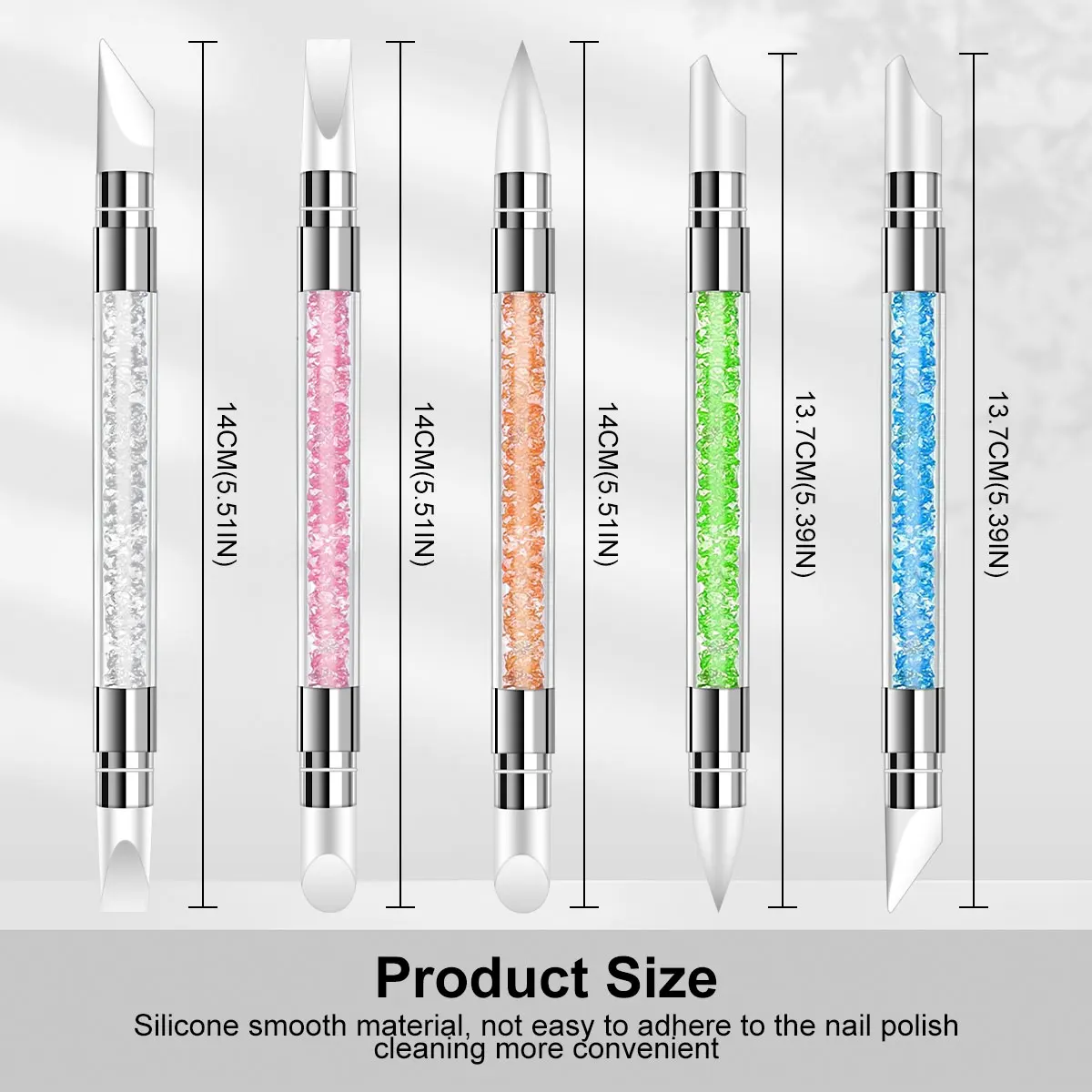 5 pezzi/set penna per scultura per nail art cristallo colorato a doppia testa in silicone per intaglio pennello per pittura floreale strumento per manicure fai da te