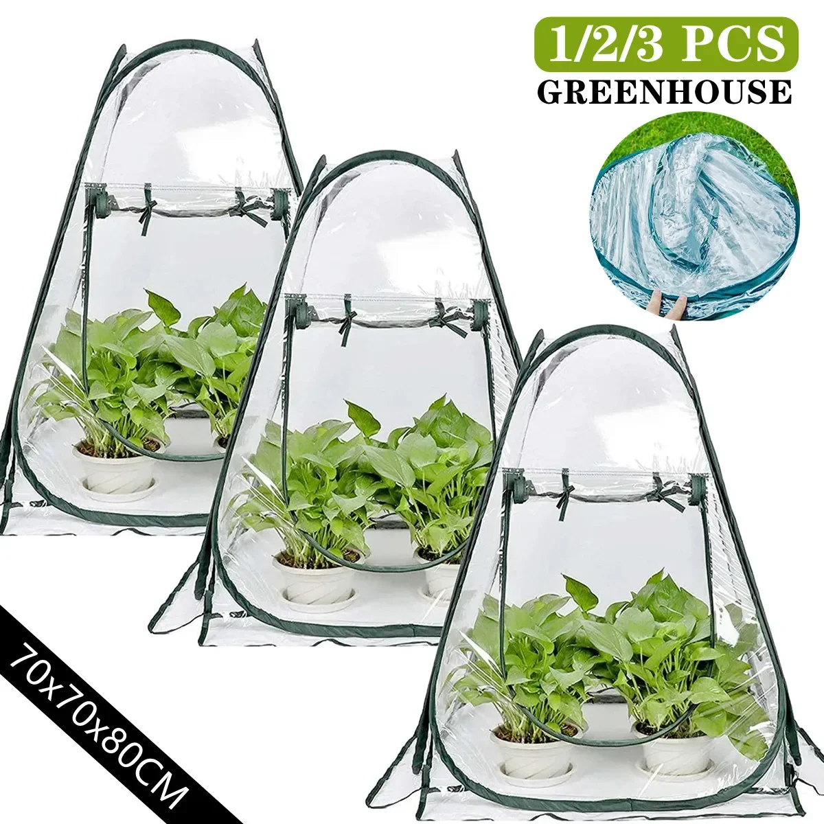 

1/2/3Pcs Pop-Up Greenhouse for Outdoor Indoor Gardening Plant Flower House Warm Room, Portable Mini Plants Greenhouse Cover Tent
