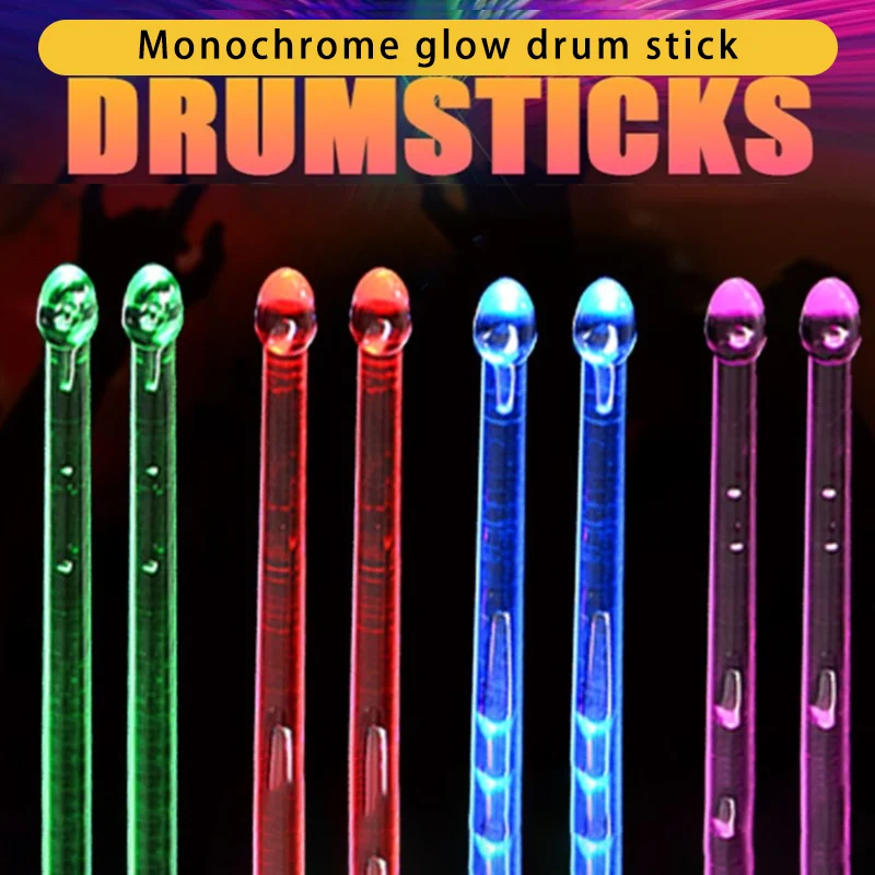 أفخاذ الباعثة للضوء 5A أعواد طبلة الفلورسنت المتينة غير القابلة للكسر لمجموعة طبلة طبلة موسيقى الجاز المطرقة مرحلة الأداء 1 زوج