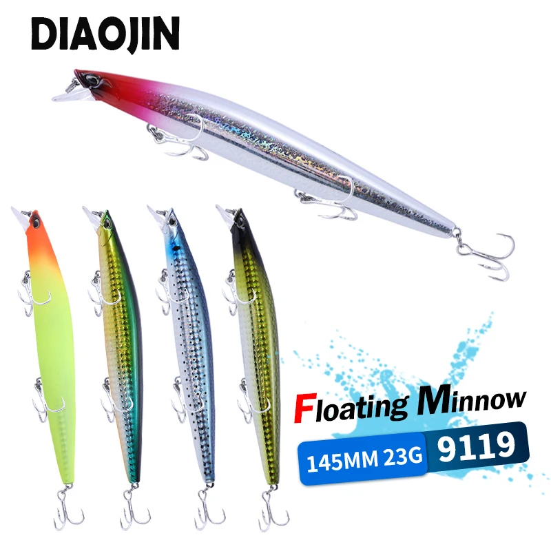 145mm 23g Floating Minnow Fishing Lures Wobbler Jerkbait Long Casting Seabass Trout Carp Artificial Bait Fishing Accessories