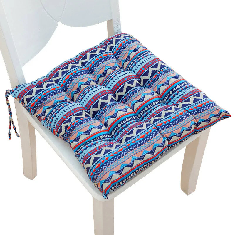 40cm Square Cotton Linen Dining Chair Cushion Thickened Non-slip Tether Sofa Cushion Living Room Bedroom Office Garden Kitchen