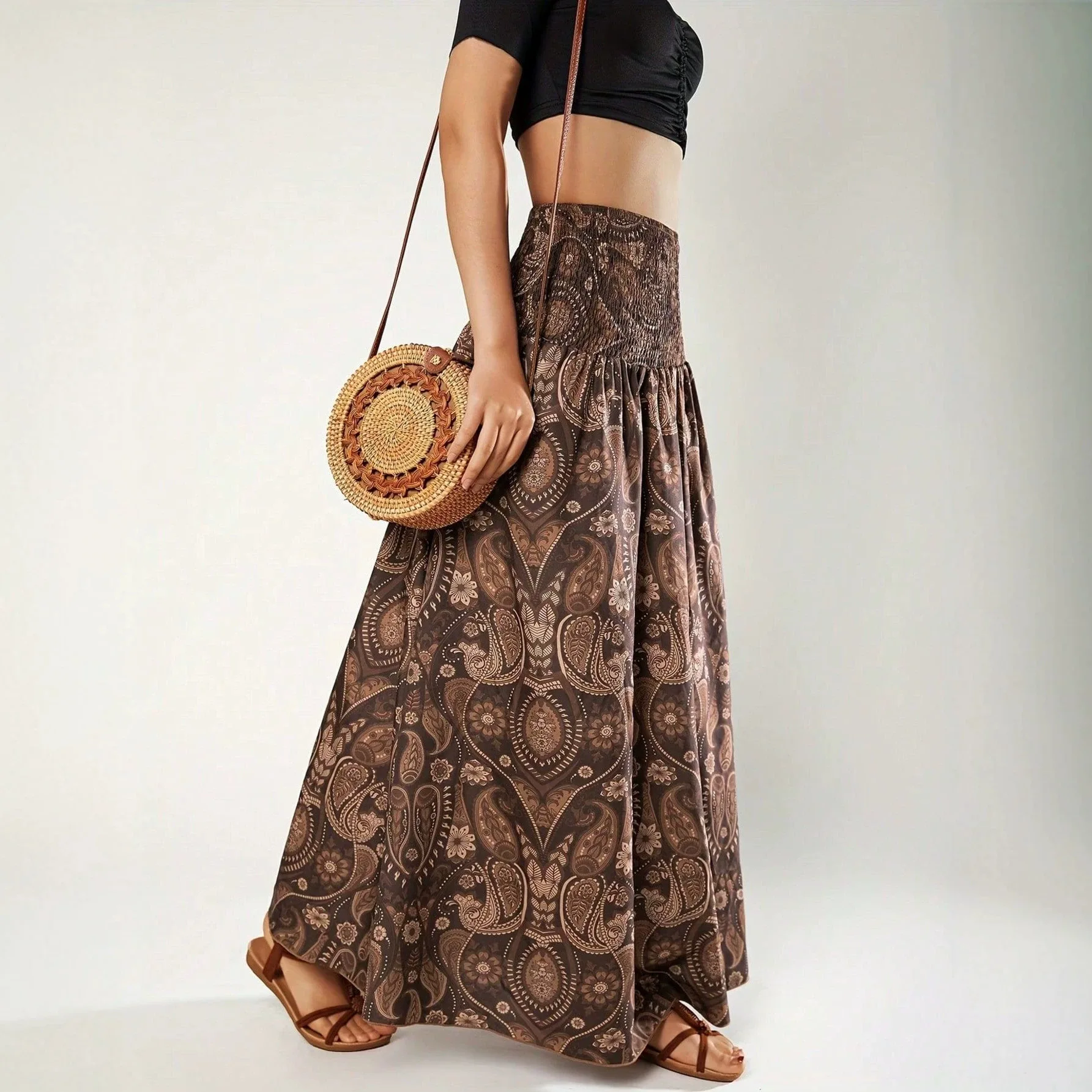 Spring Women's New Retro Printed Midi Skirt Slim Fit Bodycon Long Skirt Sexy Elegant Commuter Fashion Versatile Comfort Casual