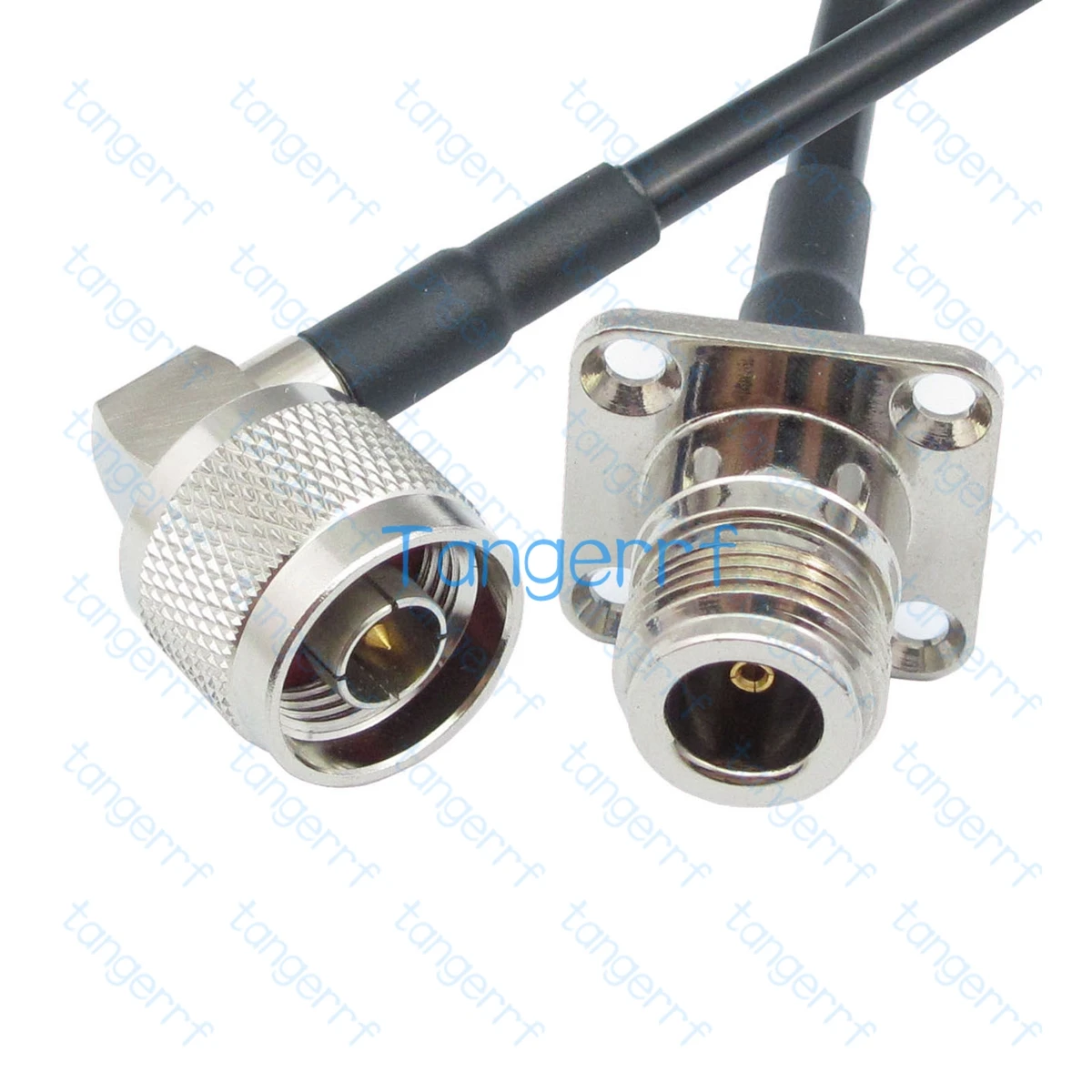 

N Male Right Angle to N Female 4 Hole Square Panel RF LMR195 Low Loss Coaxial RF Antenna Extension 50ohm RF Coaxial Tangerrf