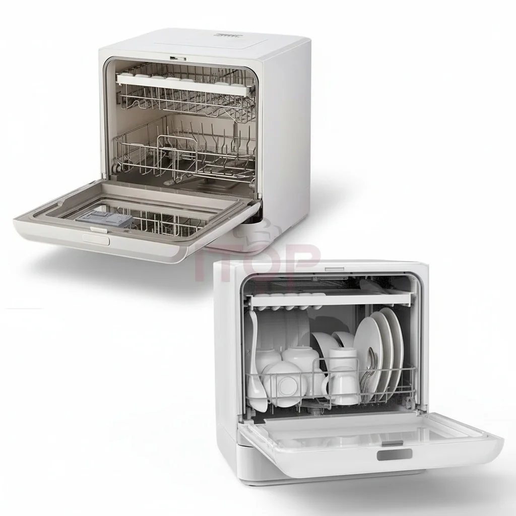 

Countertop Dishwasher, 800W Stainless Steel Mini Glass Washer, Automatic Hot Air Drying Portable Washing Machine for RV Home