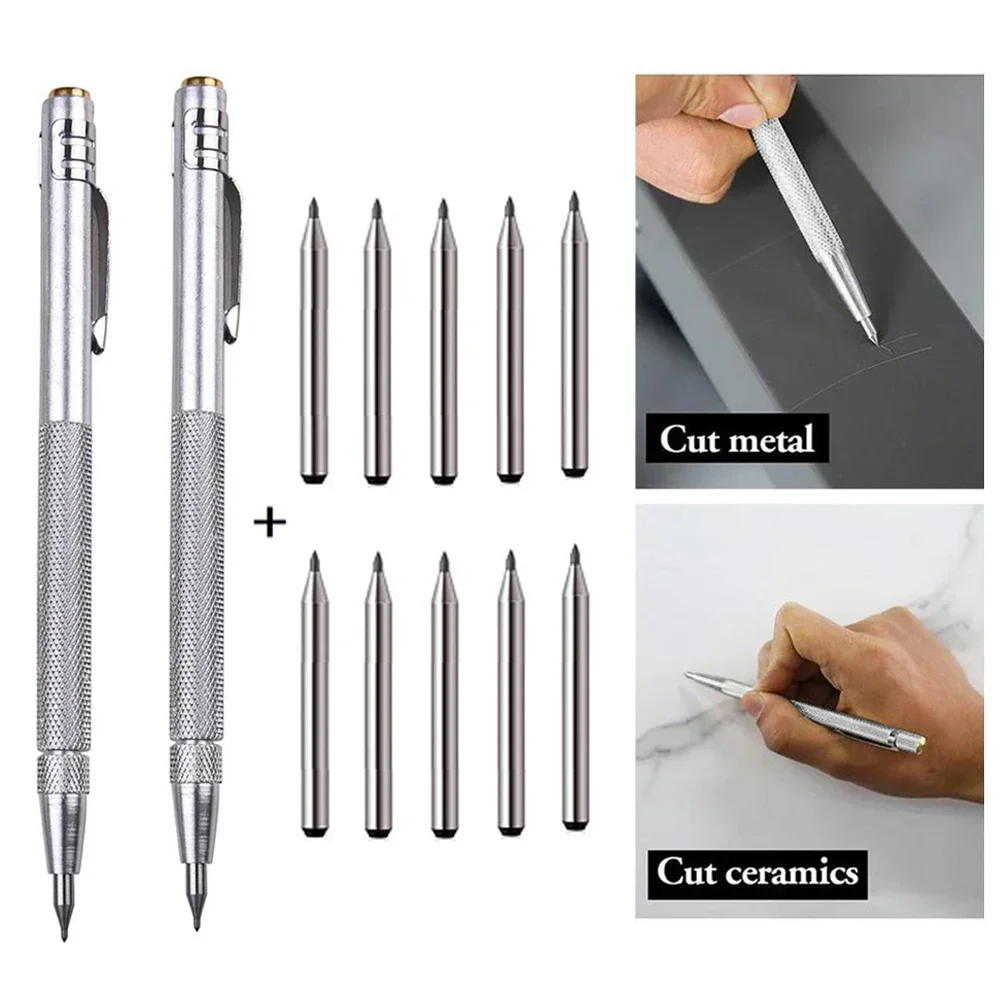 12PCS Alloy Scribe Pen Carbide Scriber Pen Metal Wood Glass Tile Cutting Marker Ołówek Obróbka metali Narzędzia ręczne do obróbki drewna