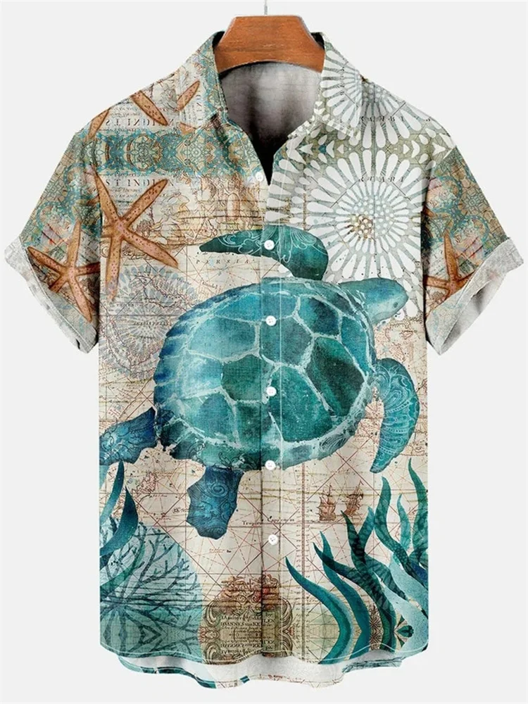 

Vintage Men's Short Sleeve Hawaiian Shirt 3D Print Retro Casual Fashion Beach Oversized Shirts For Men And Women Blouse Top