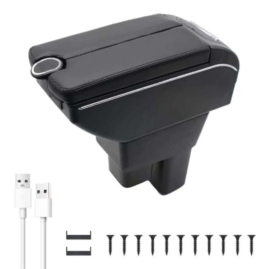 

Органайзер для консоли Honda Fit/Jazz 2009-2013 с 7 USB-портами, подставкой для стаканов и отделением для хранения из углеродного волокна и кожи